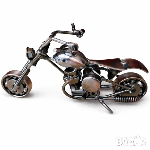 Декоративна метална фигурка мотор  - въртящи се гуми 