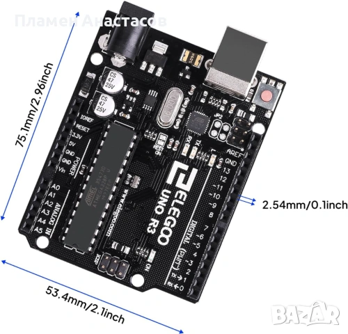ELEGOO UNO R3 – Arduino съвместима платка с USB кабел, снимка 3 - Друга електроника - 53871324