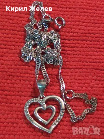 НЕЖНО СРЕБЪРНО КОЛИЕ със СЪРЧИЦЕ МАРКОВО СРЕБРО 925 CZ с БЯЛА ПОЗЛАТА и ЦИРКОНИ 38501, снимка 10 - Колиета, медальони, синджири - 49522592