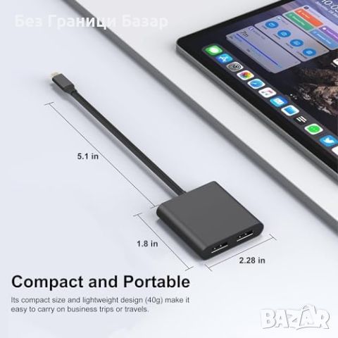 Нов USB C към HDMI адаптер - двойни 4K дисплеи за лаптоп MacBook Pro, снимка 7 - Друга електроника - 46566811