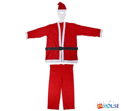 Костюм дядо коледа, коледен костюм, дрехи на дядо коледа за възрастни, мъжки костюм за възрастен, снимка 3 - Спортни дрехи, екипи - 52682187