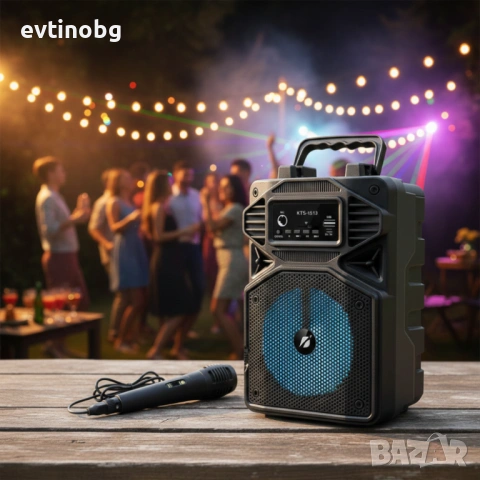 Караоке тонколона с Bluetooth KTS-1513 4“ и микрофон, снимка 3 - Караоке - 53787394