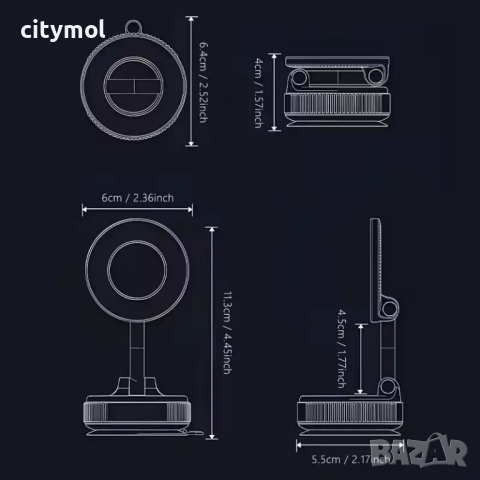 Магнитна стойка за телефон с вендуза, за всички телефони, снимка 7 - Аксесоари за Apple - 53750143