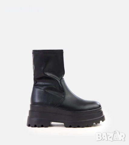 Дамски черни боти до глезена с масивна платформа Arison, снимка 6 - Дамски боти - 51862381