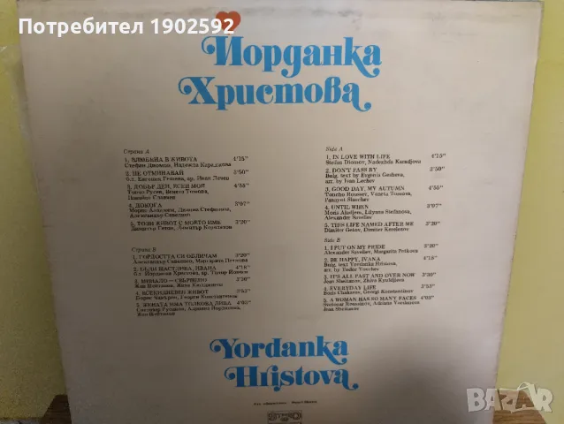 Йорданка Христова – Влюбена В Живота ВТА 12454, снимка 2 - Грамофонни плочи - 50368564