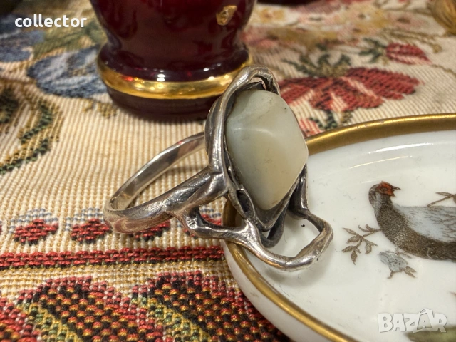 Сребърен пръстен с естествен камък. №8010, снимка 2 - Пръстени - 53947503