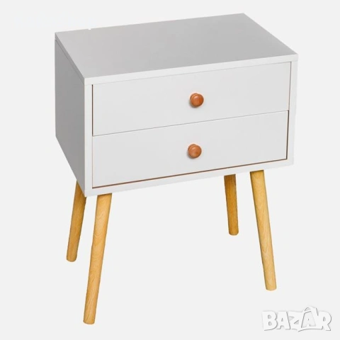 Нощно шкафче с две чекмеджета  - скандинавски стил, снимка 2 - Шкафове - 53858705