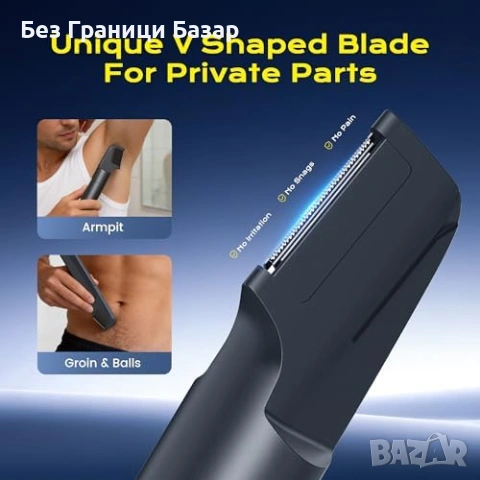Нов Тример за тяло и интимни зони V-острие водоустойчив за мъже бръснене, снимка 3 - Тримери - 53823957