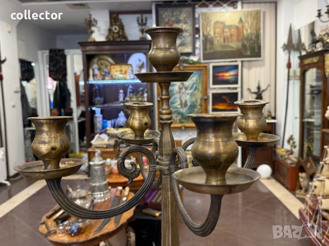 Бронзов свещник с пет звена. №7890, снимка 6 - Колекции - 53629304