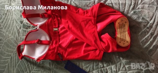 Дамски червен бански , снимка 3 - Бански костюми - 46258423
