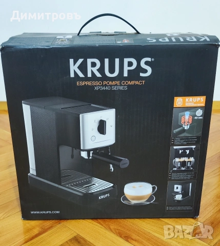 Еспресо машина Krups Calvi XP3440 (серия Espresso Pompe Compact). , снимка 5 - Кафемашини - 53622543