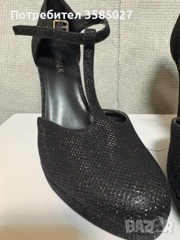 Обувки с ток и катарама Catwalk черни - нови, снимка 5 - Дамски обувки на ток - 52859641
