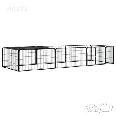 vidaXL Заграждение за куче черно 8 панела 100x50 см прахово (SKU:3115976боядисано, снимка 1 - Други стоки за животни - 45842519
