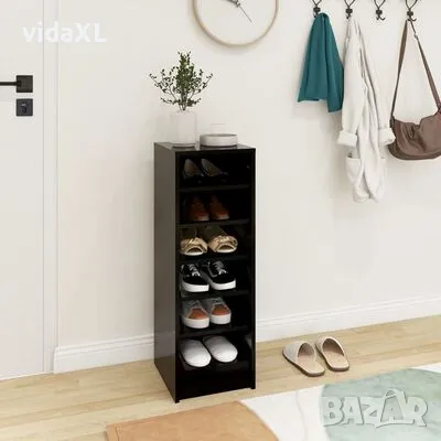 vidaXL Шкаф за обувки, черен, 31,5x35x90 см, инженерно дърво（SKU:809000）, снимка 4 - Шкафове - 48451212