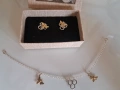 Комплект сребърна гривна и обеци пчели, снимка 2