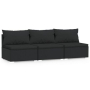 vidaXL 3-местен диван с възглавници, черен, полиратан(SKU:317495