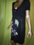 Desigual L, XL- Лятна рокля в черно с флорален принт и разноцветни копченца , снимка 7