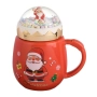 Коледна чаша с капак, Топчета и Дядо Коледа, Керамика, 450мл, снимка 4