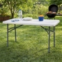Сгъваема правоъгълна градинска маса, бяла - 181.5 × 74 × 74 см, снимка 5