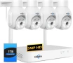 Hiseeu 5MP безжична PTZ система IP66 4 бр. WiFi камери,1TB твърд диск, 4K 10CH NVR, 2-посочно аудио, снимка 1