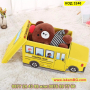 Детска сгъваема табуретка служеща като пуф за сядане и кутия за играчки с капак - Автобус - КОД 3240, снимка 16