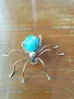 Винтидж брошка с насекомо паяк с игла от стерлингово сребро и тюркоаз от Navajo , снимка 5