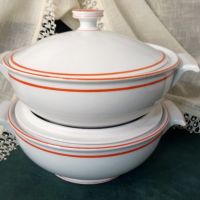 Bavaria Schumann porcelain Супници с наситен оранжево/червен кант , снимка 6 - Други - 45674669