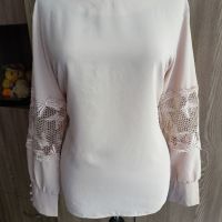 Бежова блуза с дантелен ръкав, снимка 4 - Ризи - 45253802