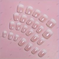 24бр. Нежно розово-бели фалшиви нокти, снимка 2 - Продукти за маникюр - 44125555