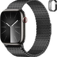 Anlinser Магнитна метална каишка за смарт часовник Apple Watch, 45 мм/44 мм/42 мм, черна, снимка 1 - Смарт часовници - 45781357