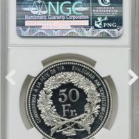 Сребърна монета 50 франка MS 69 ULTRA CAMEO, снимка 2 - Нумизматика и бонистика - 45579758