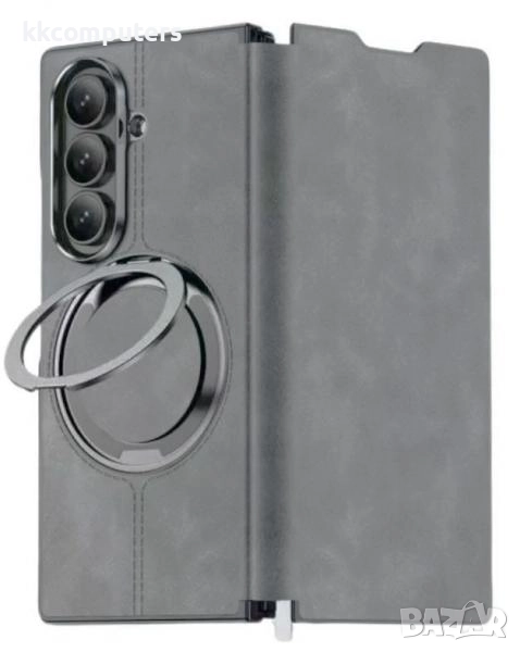 Калъф тефтер Wlons Кожа със стойка / Сив / за Samsung Z Fold 7, снимка 1