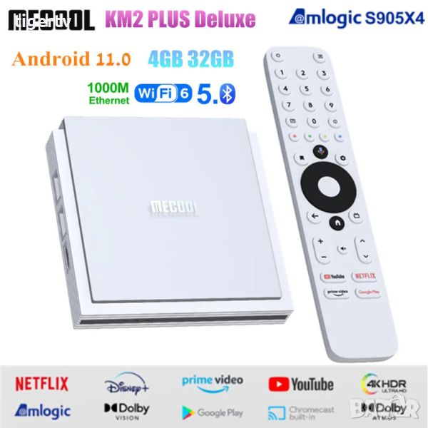 TV Box MECOOL KM2+ DELUXE Amlogic S905X4-J, Certified by Netflix 4K and Google, Dolby Vision Atmos, снимка 1