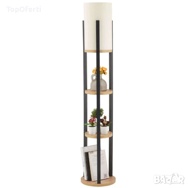 Подова лампа с рафтове, кръгла, Nora 390FLH2281, 25×134 см, E27, 60 W, снимка 1