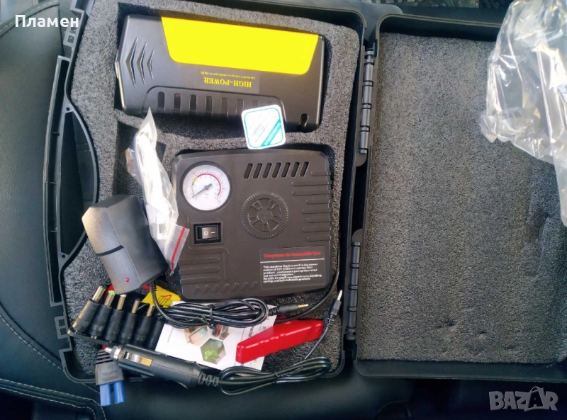 Стартерна батерия бустер за кола power bank 3 в 1 с компресор 16800 mAh 12V, TM15, снимка 1