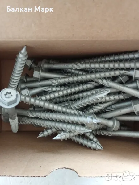 Винт,винтове дърво 8x100,шестостенна глава,TORX,шайба,връх 17, цинк-ламелно покр.торнадо40бр, снимка 1