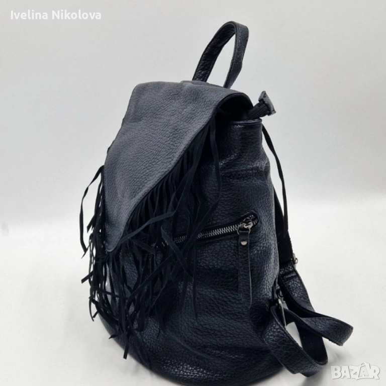 Дамска раница от еко к. с ресни – бохо стил, удобство и обем (36×30×16 см), снимка 1