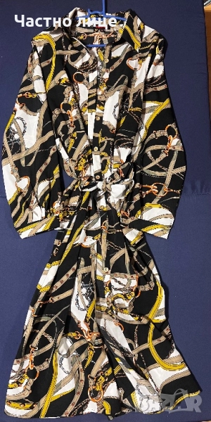 Дълга рокля с орнаменти тип риза, снимка 1