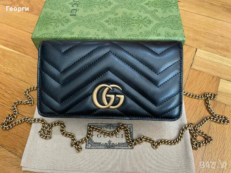 Gucci коженa мини Beloved чанта Гучи Златно Gold GG лого Made in Italy, снимка 1