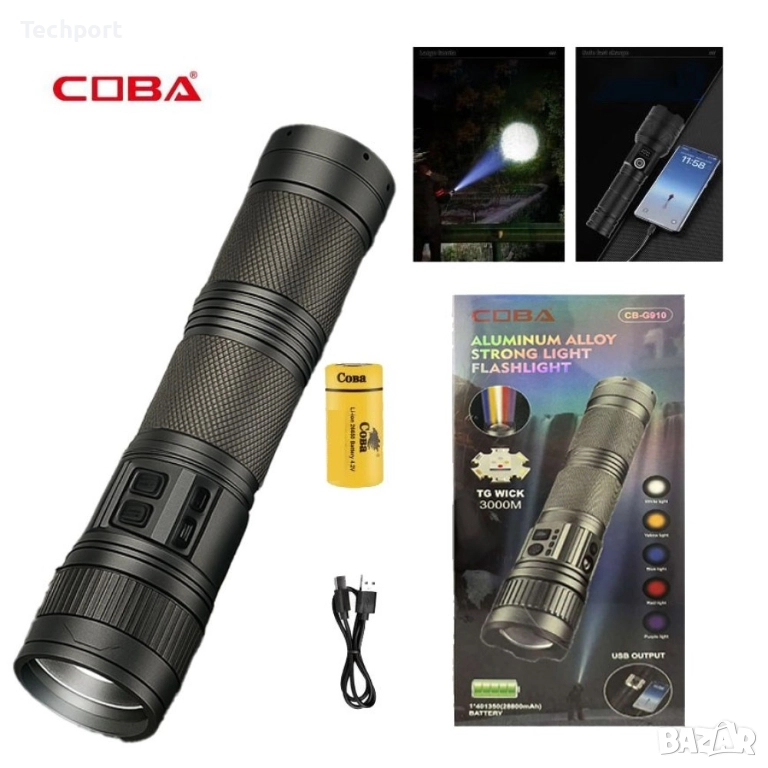 Мощен LED фенер COBА CB-G910, снимка 1