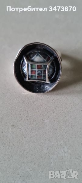 Авторски сребърен пръстен с керамика , снимка 1