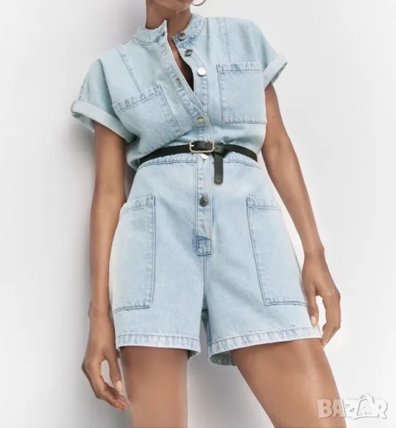 MANGO дамски къс гащеризон / дънков гащеризон , снимка 1