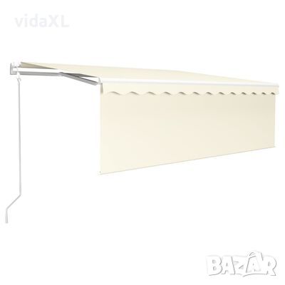 vidaXL Автоматично прибиращ се сенник с щора, 4,5x3 м, кремав(SKU:3069327, снимка 1
