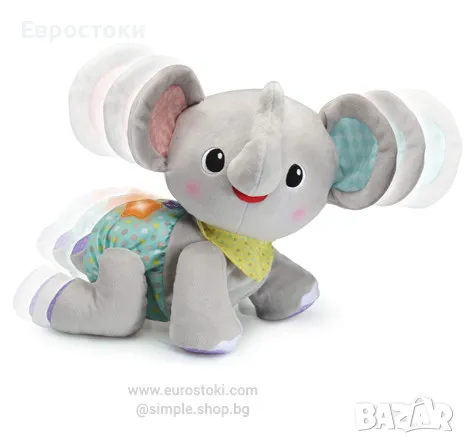 Интерактивна плюшена играчка VTech Baby Crawling with Me Elephant, интерактивно плюшено слонче, снимка 1