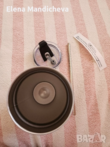 Термос чаша Неръждаема стомана Със сламка 600мл Бяла, снимка 4 - Чаши - 51701358