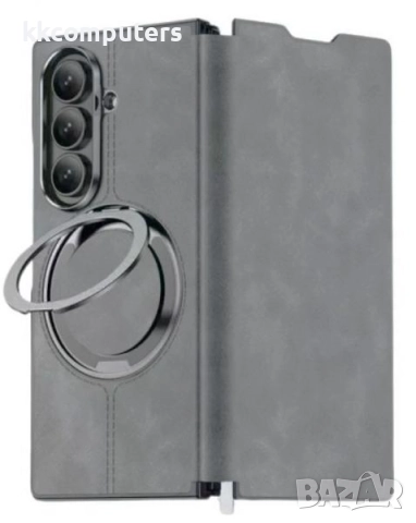 Калъф тефтер Wlons Кожа със стойка / Сив / за Samsung Z Fold 7