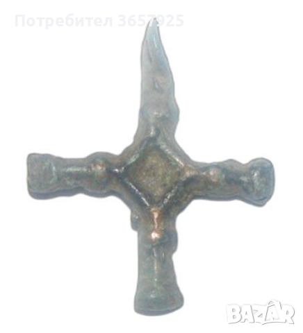 Старинен бронзов рицарски кръст от епохата на кръстоносците, снимка 2 - Антикварни и старинни предмети - 44949660