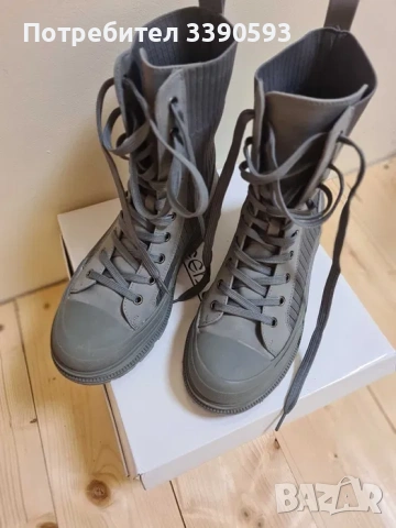 Ботинки сиви - гума и плат, снимка 3 - Кецове - 53818033