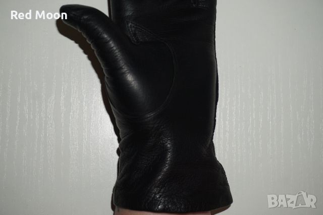 Черни Дамски Ръкавици От Естествена Кожа Размер S, снимка 11 - Ръкавици - 45423309