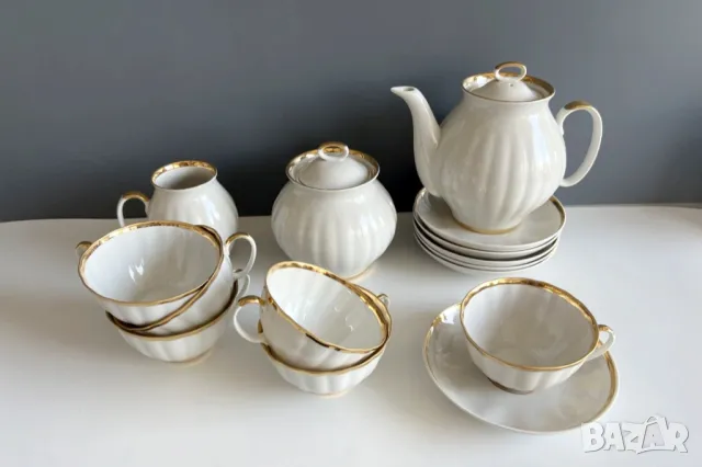 Сервиз за чай Дулево-Бял лебед,от времето на СССР , снимка 4 - Сервизи - 41787642